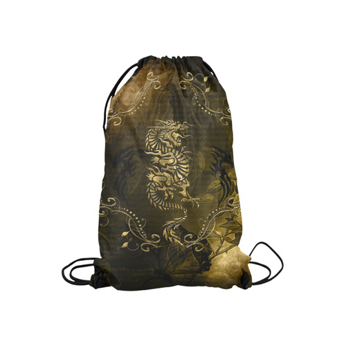 Wonderful chinese dragon in gold Small Drawstring Bag Model 1604 (Twin Sides) 11"(W) * 17.7"(H)