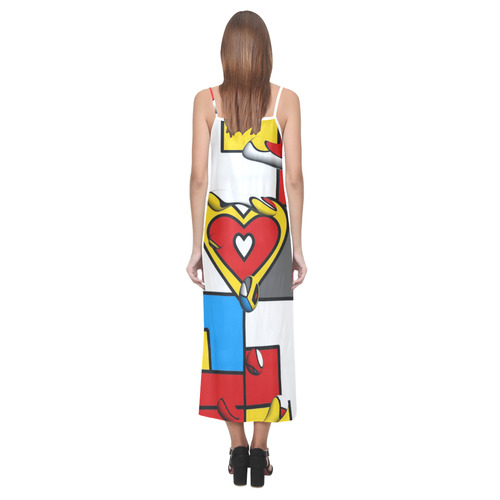 Right in the heart by Nico Bielow V-Neck Open Fork Long Dress(Model D18)