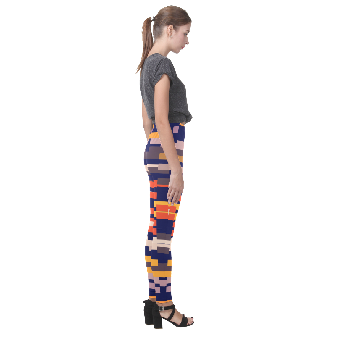 Rectangles in retro colors Cassandra Women's Leggings (Model L01)