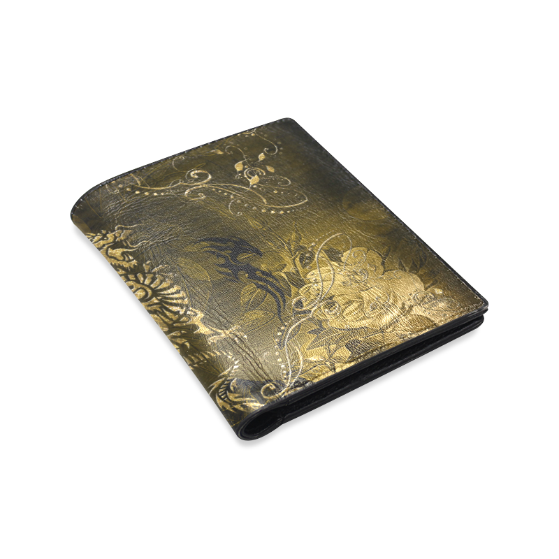 Wonderful chinese dragon in gold Men's Leather Wallet (Model 1612)