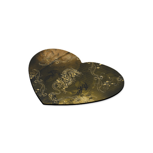 Wonderful chinese dragon in gold Heart-shaped Mousepad