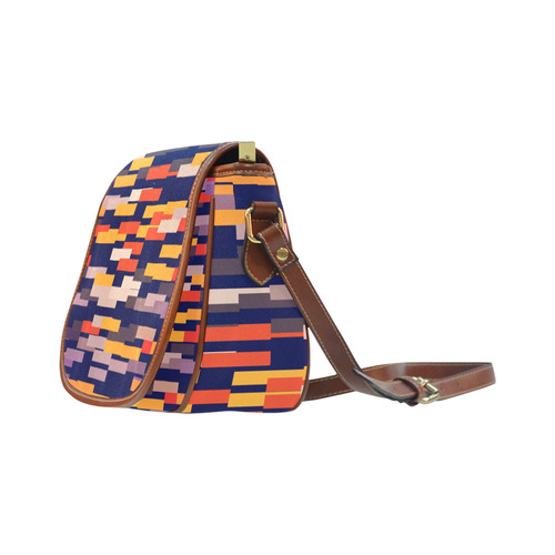 Rectangles in retro colors Saddle Bag/Large (Model 1649)