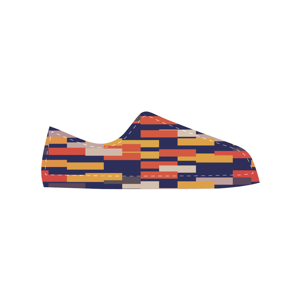 Rectangles in retro colors Women's Classic Canvas Shoes (Model 018)