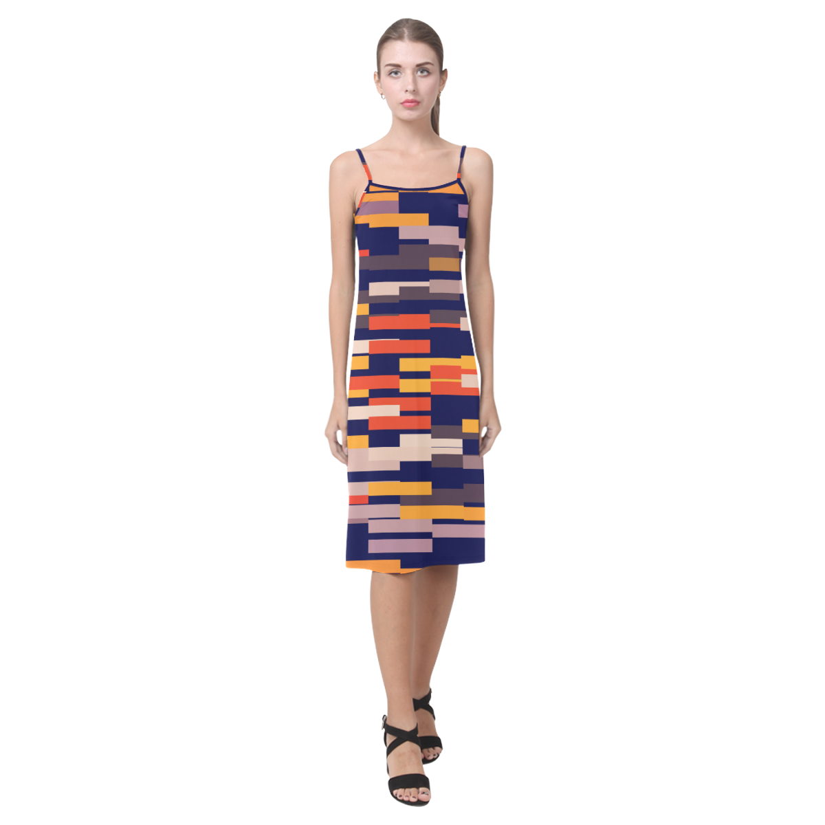 Rectangles in retro colors Alcestis Slip Dress (Model D05)