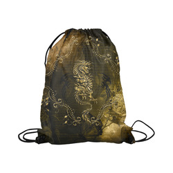 Wonderful chinese dragon in gold Large Drawstring Bag Model 1604 (Twin Sides)  16.5"(W) * 19.3"(H)