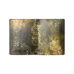 Wonderful chinese dragon in gold Men's Leather Wallet (Model 1612)