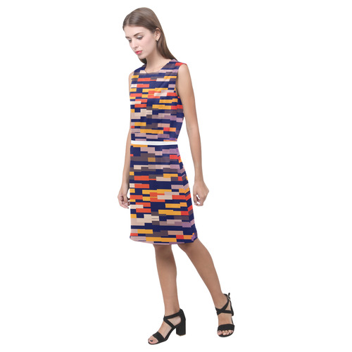 Rectangles in retro colors Eos Women's Sleeveless Dress (Model D01)