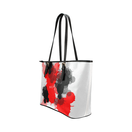 Ink Splatter Leather Tote Bag/Large (Model 1651)