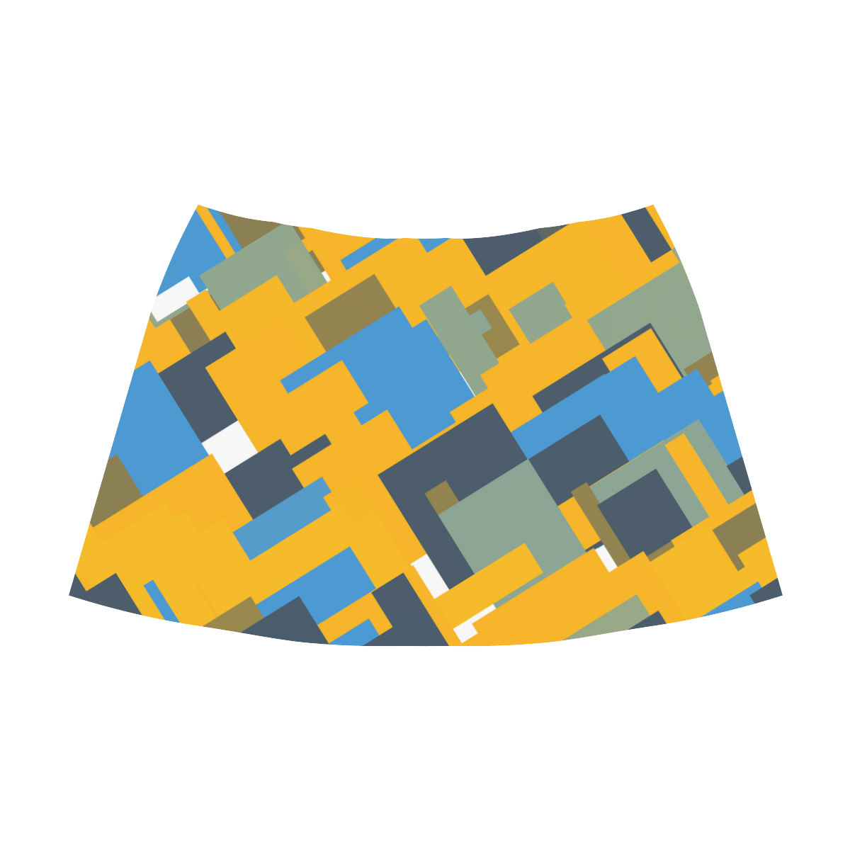 Blue yellow shapes Mnemosyne Women's Crepe Skirt (Model D16)