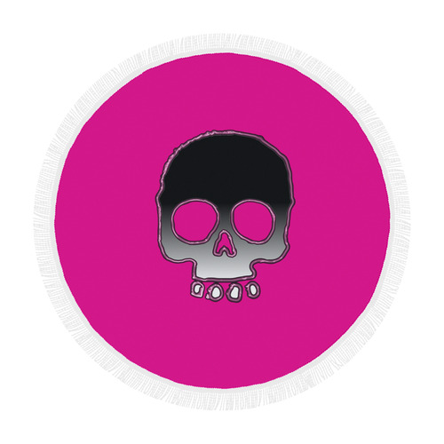 Pink Neon Skull Circular Beach Shawl 59"x 59"