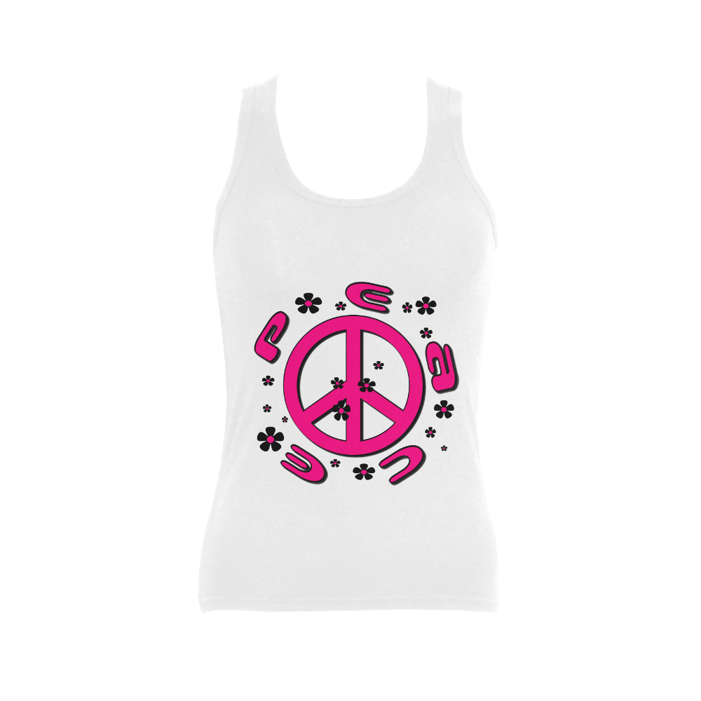 peace pink 3d Women's Shoulder-Free Tank Top (Model T35)