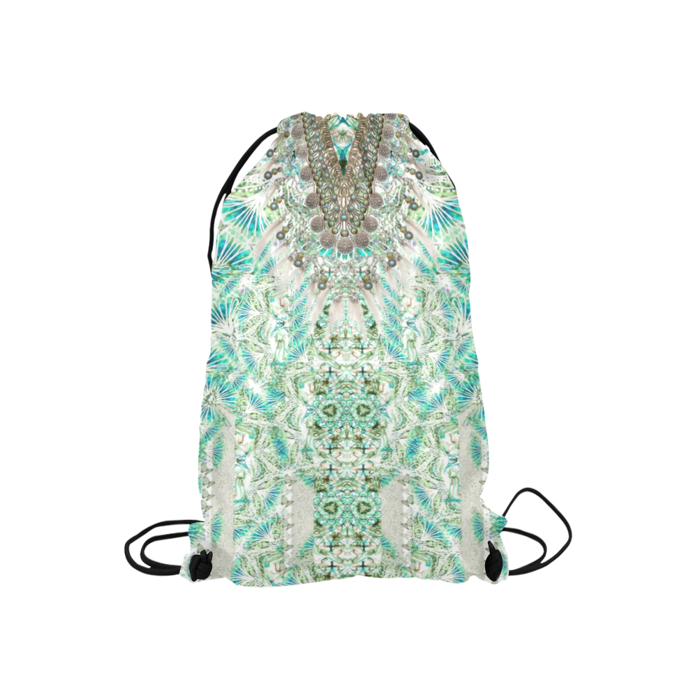 BUTTERFLY DANCE TEAL Small Drawstring Bag Model 1604 (Twin Sides) 11"(W) * 17.7"(H)