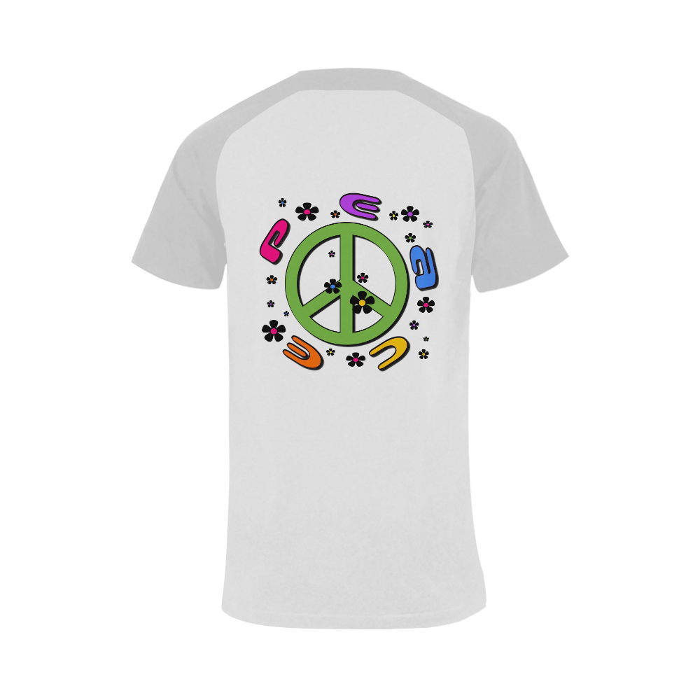 peace  3d color Men's Raglan T-shirt Big Size (USA Size) (Model T11)