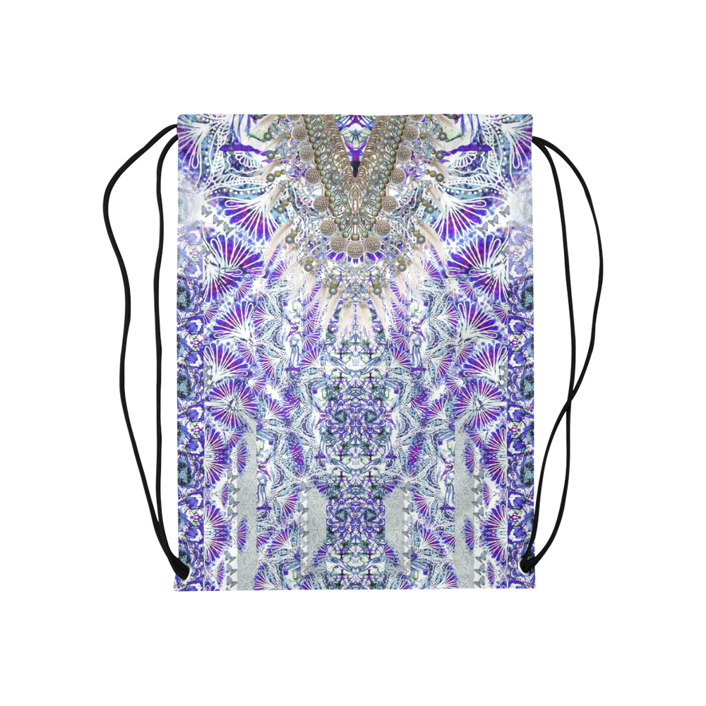 BUTTERFLY DANCE  DARK BLUE Medium Drawstring Bag Model 1604 (Twin Sides) 13.8"(W) * 18.1"(H)