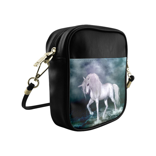 Wonderful white unicorn on the beach Sling Bag (Model 1627)