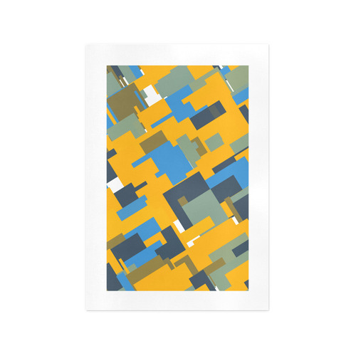 Blue yellow shapes Art Print 13‘’x19‘’