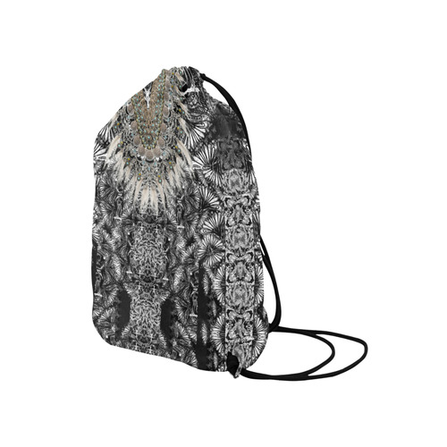 BUTTERFLY DANCE  BLACK Medium Drawstring Bag Model 1604 (Twin Sides) 13.8"(W) * 18.1"(H)