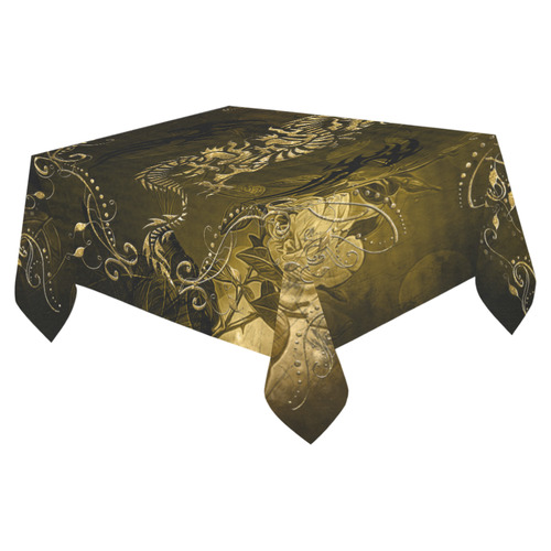 Wonderful chinese dragon in gold Cotton Linen Tablecloth 52"x 70"