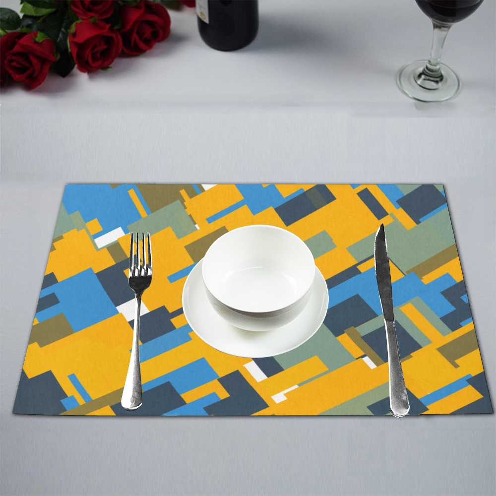 Blue yellow shapes Placemat 12''x18''