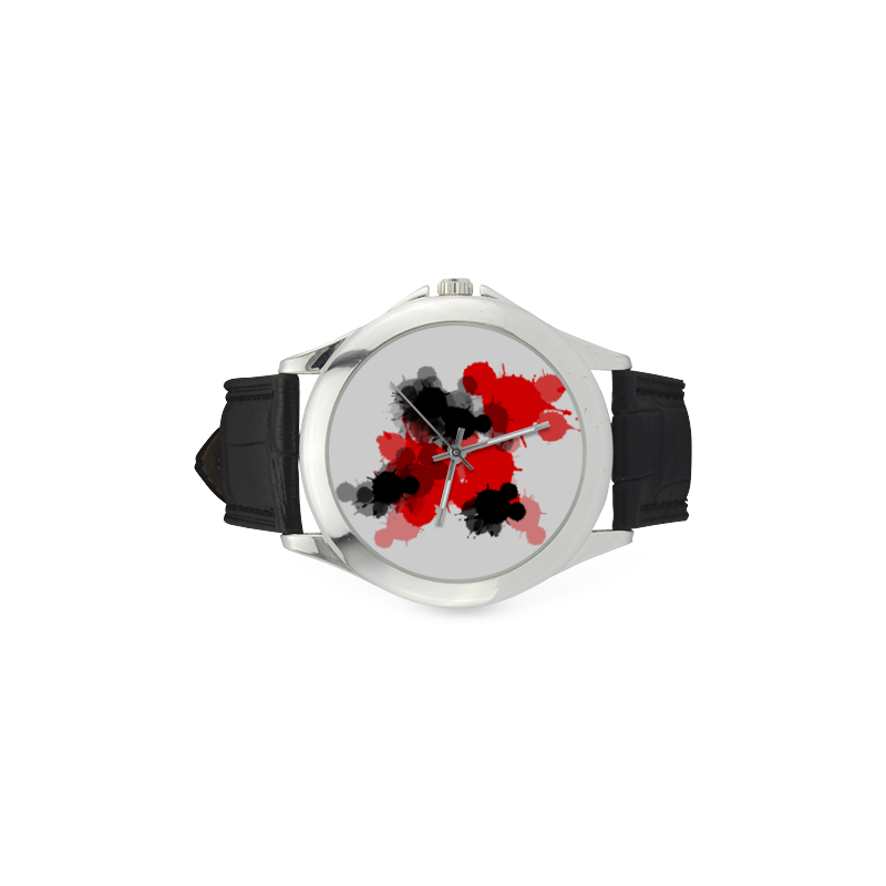 Ink Splatter Women's Classic Leather Strap Watch(Model 203)