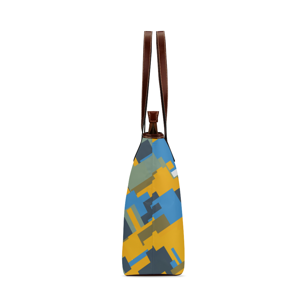 Blue yellow shapes Shoulder Tote Bag (Model 1646)