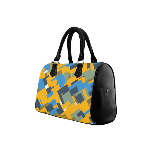 Blue yellow shapes Boston Handbag (Model 1621)