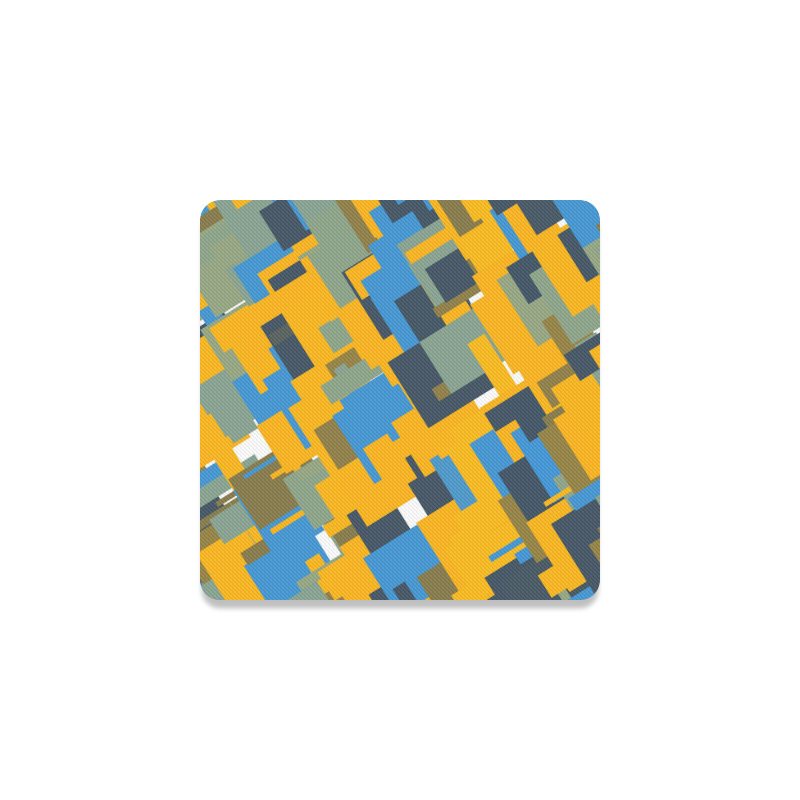 Blue yellow shapes Square Coaster