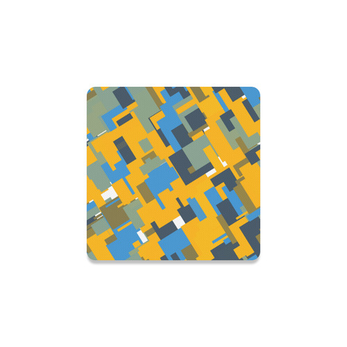 Blue yellow shapes Square Coaster