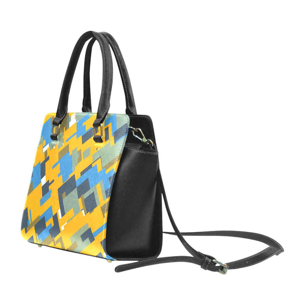 Blue yellow shapes Classic Shoulder Handbag (Model 1653)