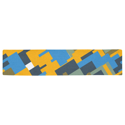 Blue yellow shapes Table Runner 16x72 inch