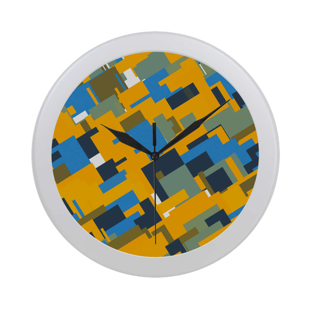 Blue yellow shapes Circular Plastic Wall clock