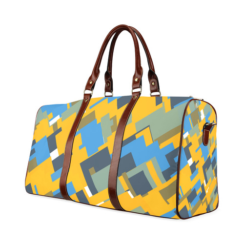 Blue yellow shapes Waterproof Travel Bag/Small (Model 1639)