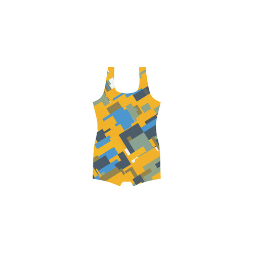 Blue yellow shapes Classic One Piece Swimwear (Model S03)