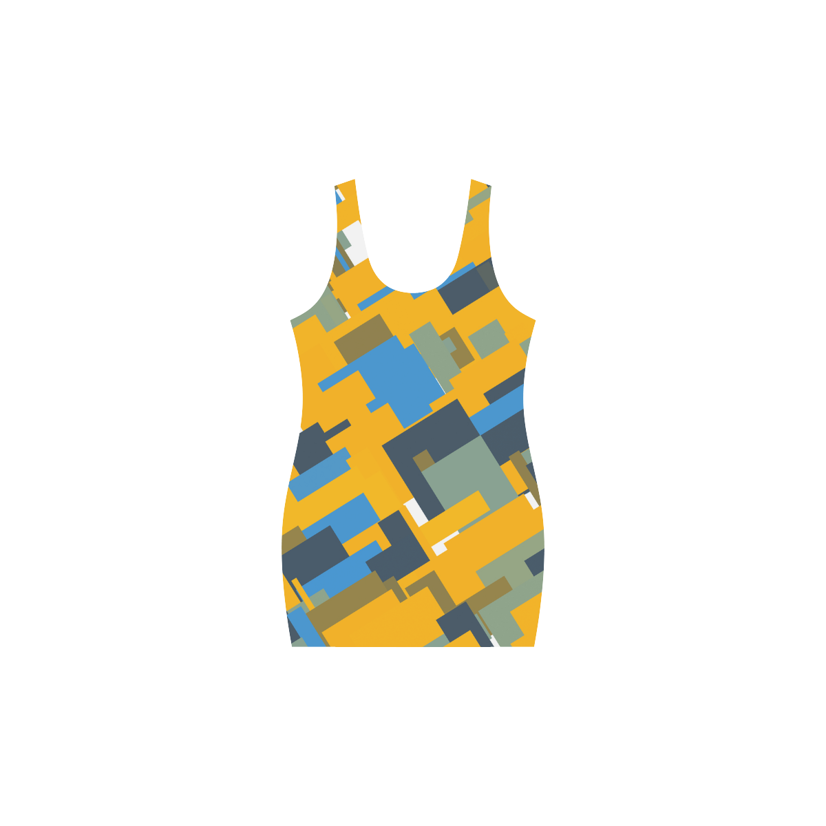 Blue yellow shapes Medea Vest Dress (Model D06)