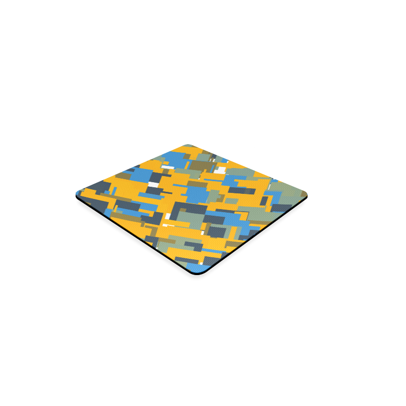 Blue yellow shapes Square Coaster