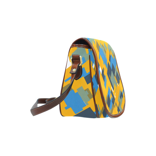 Blue yellow shapes Saddle Bag/Large (Model 1649)