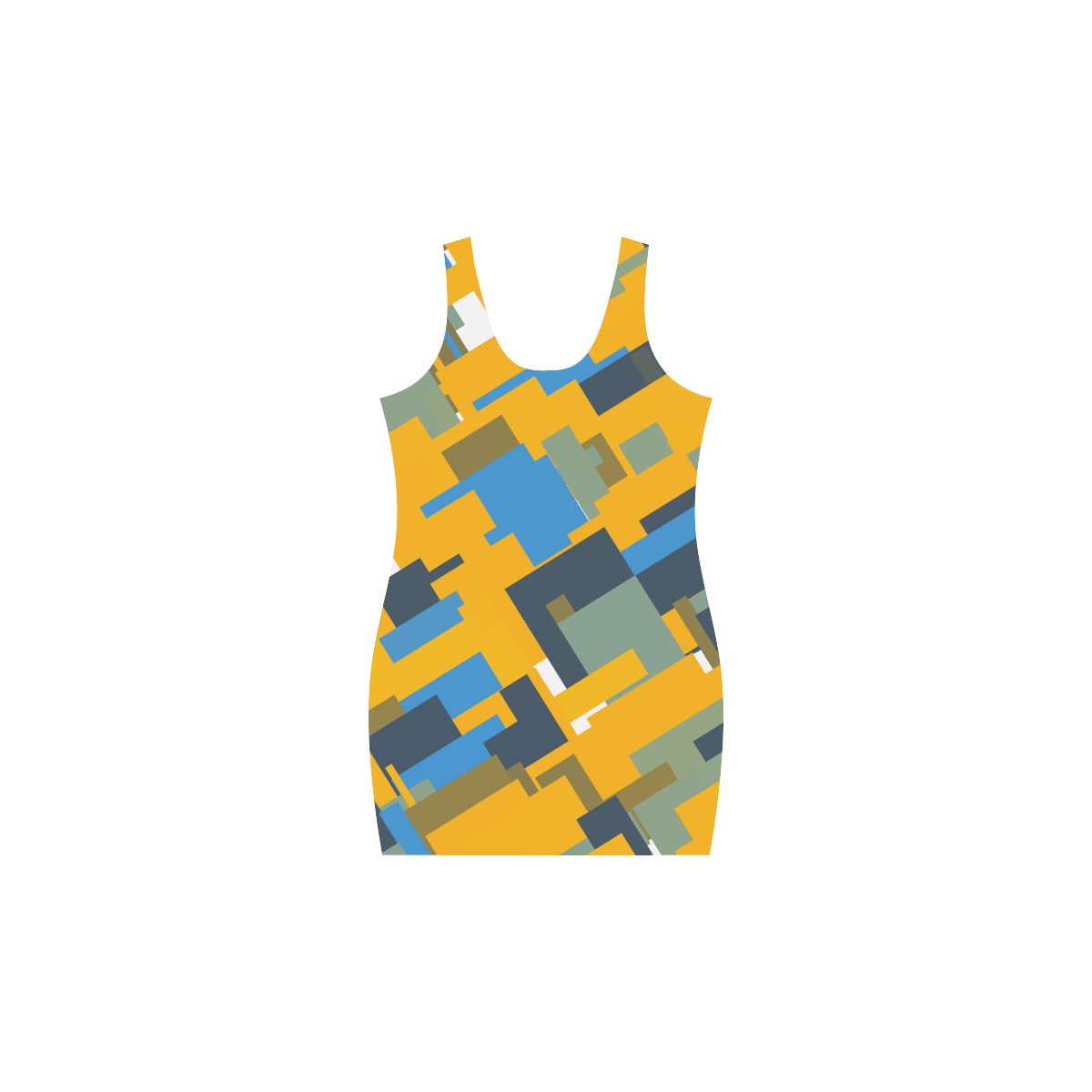 Blue yellow shapes Medea Vest Dress (Model D06)