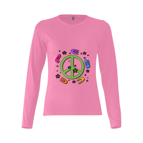 peace pink 3d color Sunny Women's T-shirt (long-sleeve) (Model T07)