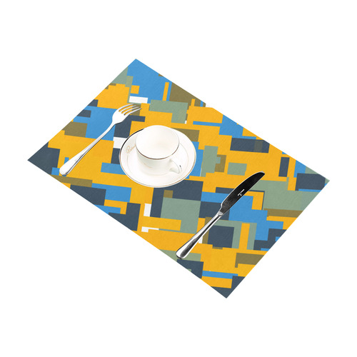 Blue yellow shapes Placemat 12''x18''