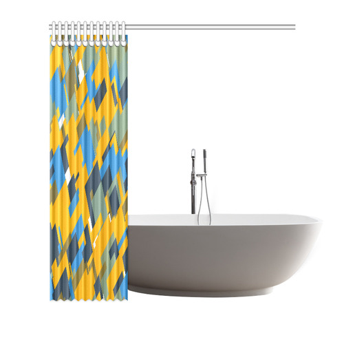 Blue yellow shapes Shower Curtain 72"x72"