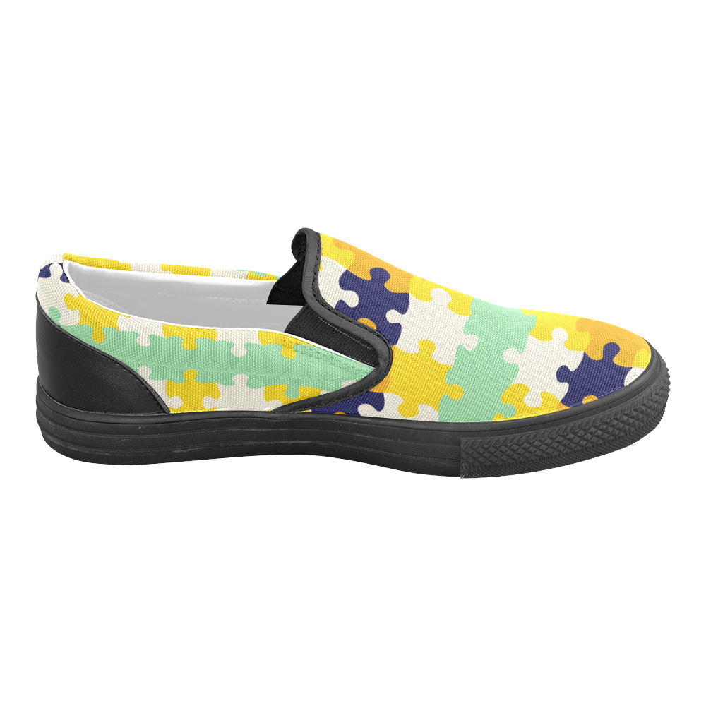 Puzzle pieces Women's Unusual Slip-on Canvas Shoes (Model 019)