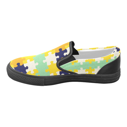 Puzzle pieces Women's Unusual Slip-on Canvas Shoes (Model 019)