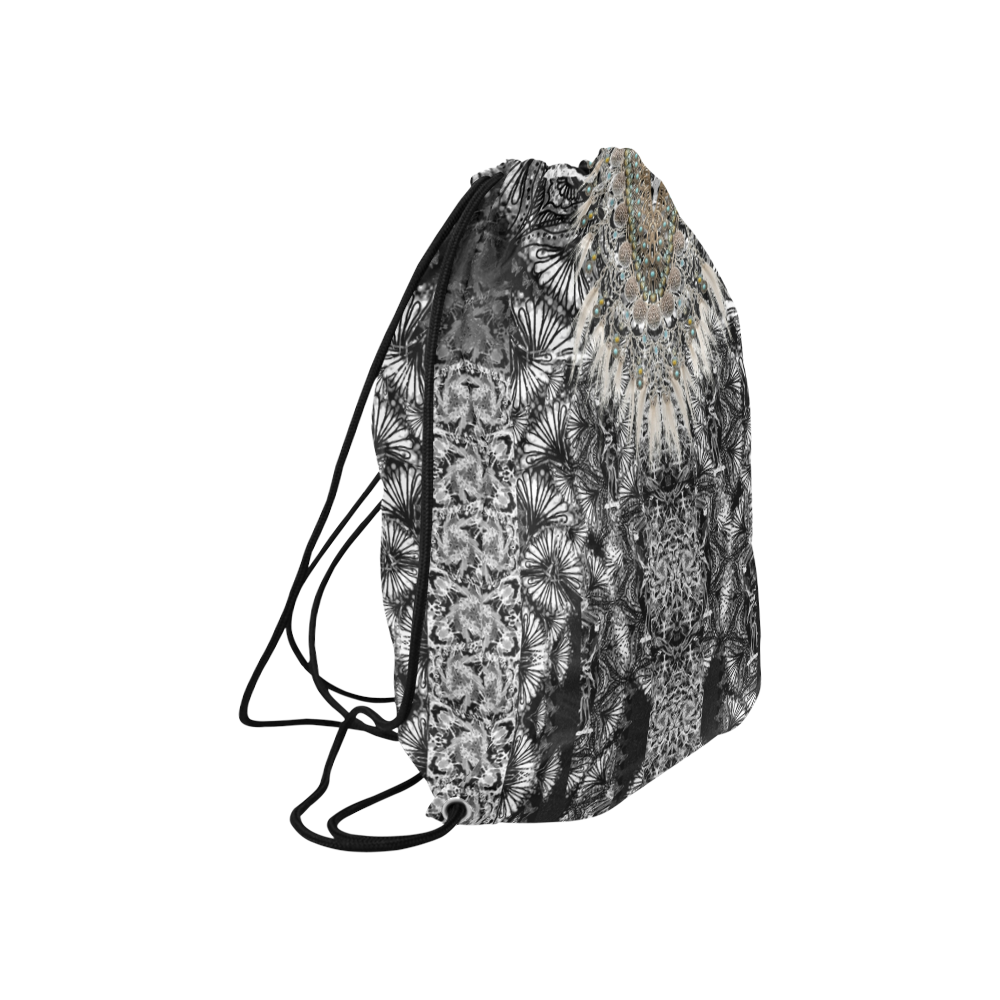 BUTTERFLY DANCE  BLACK Large Drawstring Bag Model 1604 (Twin Sides)  16.5"(W) * 19.3"(H)