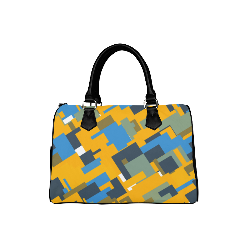 Blue yellow shapes Boston Handbag (Model 1621)