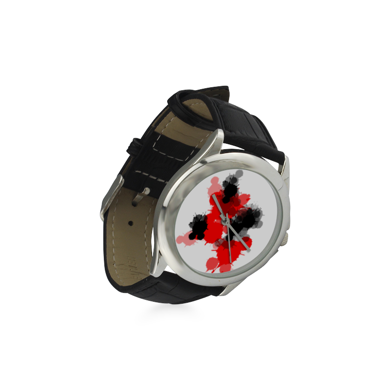 Ink Splatter Women's Classic Leather Strap Watch(Model 203)