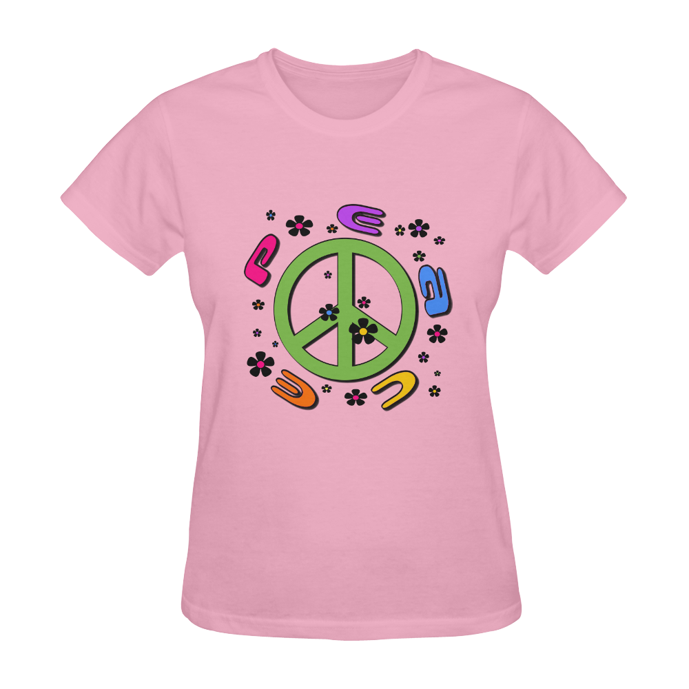 peace pink 3d Coloe Sunny Women's T-shirt (Model T05)