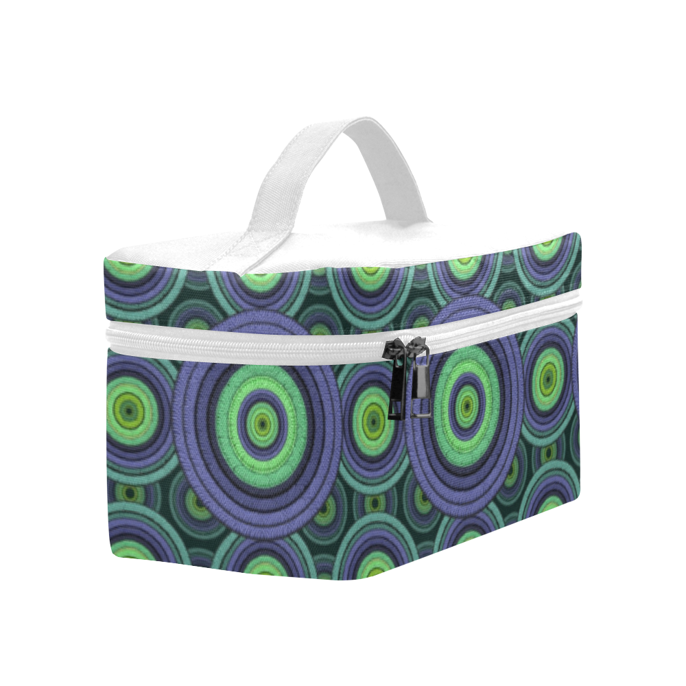 Green and Blue Stitched  Pattern Cosmetic Bag/Large (Model 1658)