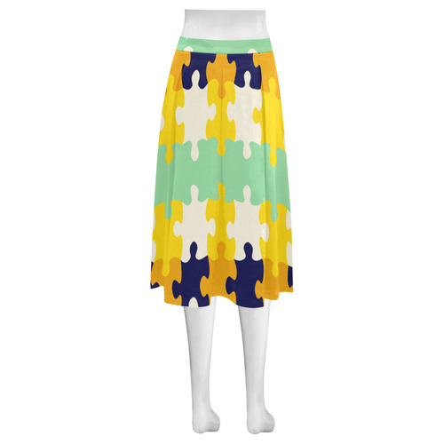 Puzzle pieces Mnemosyne Women's Crepe Skirt (Model D16)