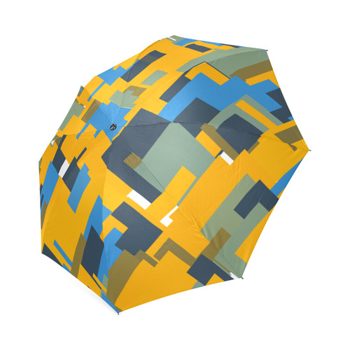Blue yellow shapes Foldable Umbrella (Model U01)