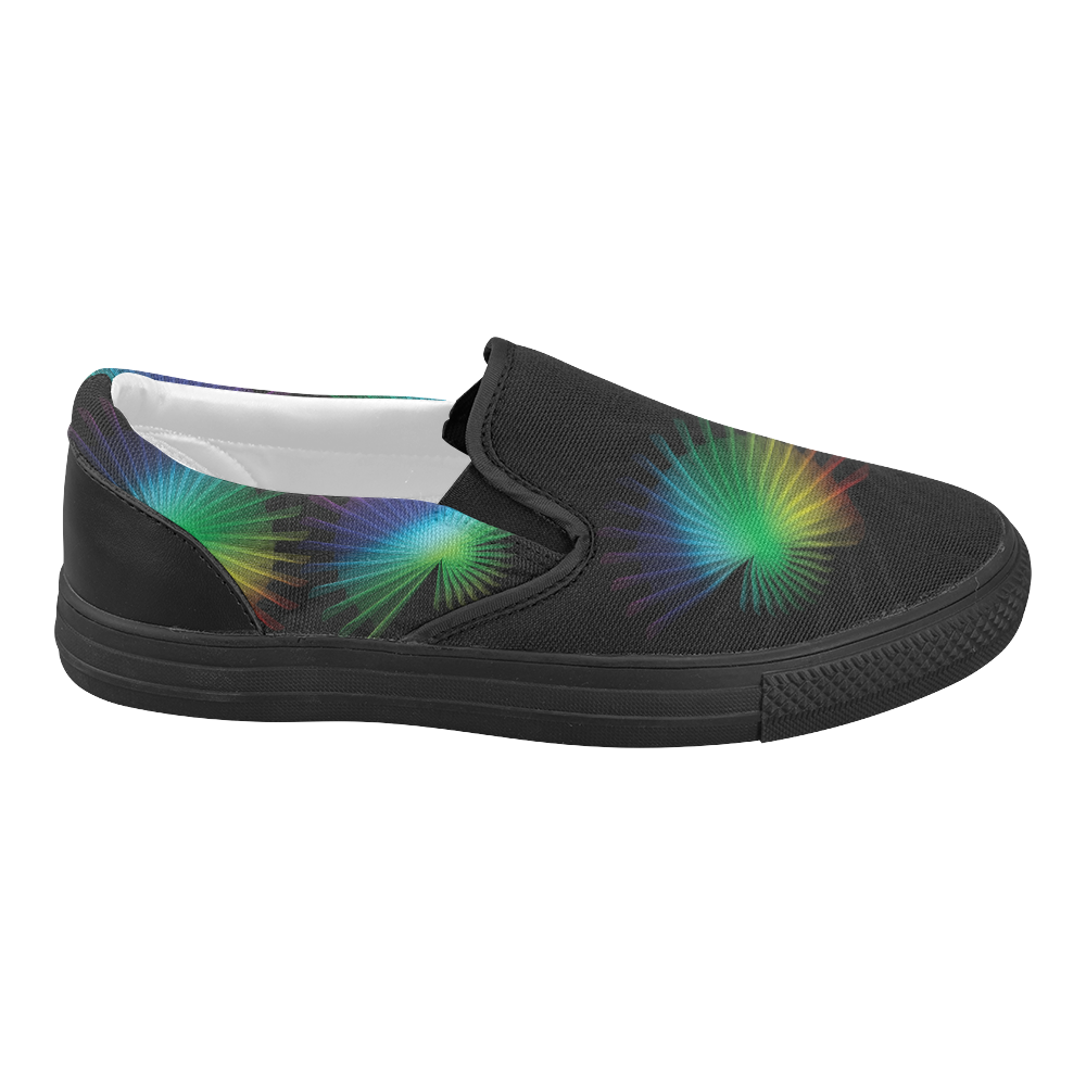 Rainbow Fan Women's Slip-on Canvas Shoes (Model 019)